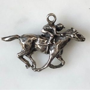 Vintage Sterling Silver Horse Racing Charm